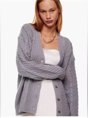 Aritzia Lavender Cable-Knit Cardigan